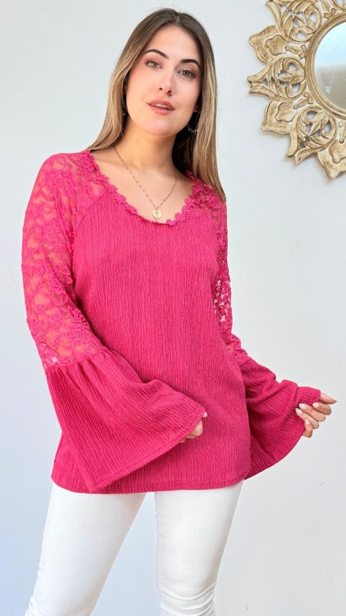 <b> POLERA MANGA ENCAJE</b> <h5>COD.A177</h5>