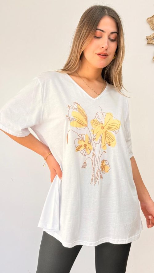 <b>BLUSA OVERSIZE CON ESTAMPADO FLORAL </b> <h5>COD. 1491</h5>