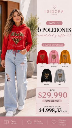 <b> PACK 6 POLERONES CORAZON PRINT</b> <h5>COD. </h5>